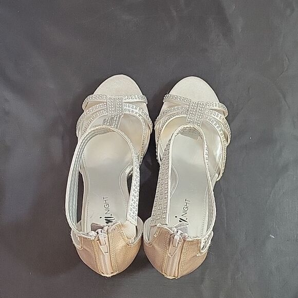 FIONI NIGHT WOMEN"S SATIN STILETTOS HEEL PEEP TOE PLASFORM  RHINESTONES SANDAL - Picture 8 of 16